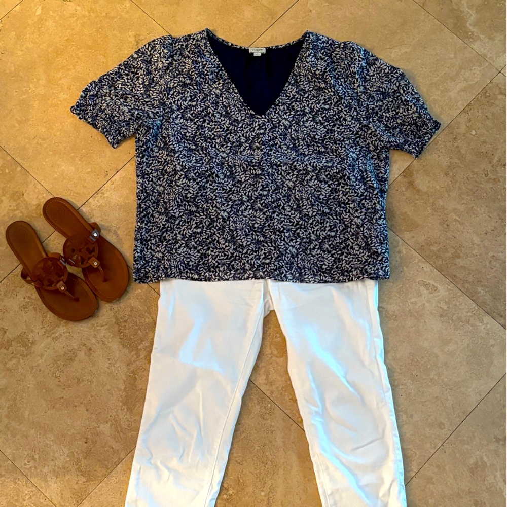 Barely worn JCrew floral short sleeve blouse